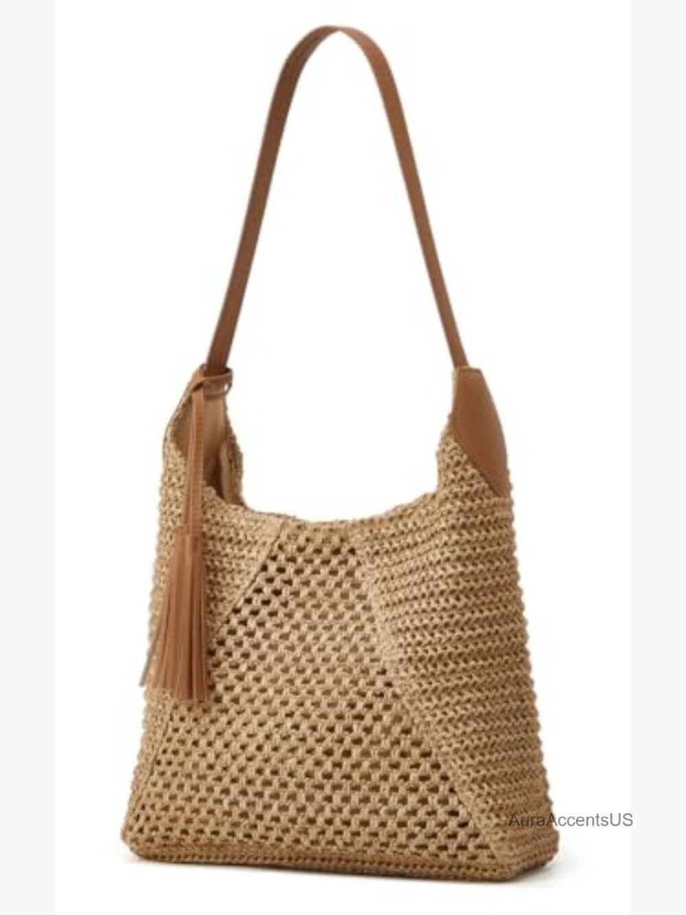 Large Straw Woven Tote Shoulder Bag Summer Beach Tassel Casual Handbag - Picture 3 of 7